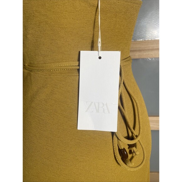 NWT Zara Mustard Yellow Halter-top Maxi Dress Open Back Size Small - Picture 5 of 6
